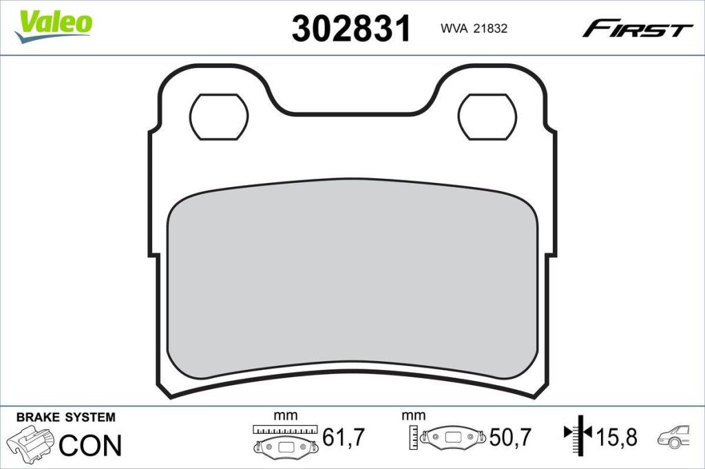 Jeu de 4 plaquettes de frein VALEO ref. 302831